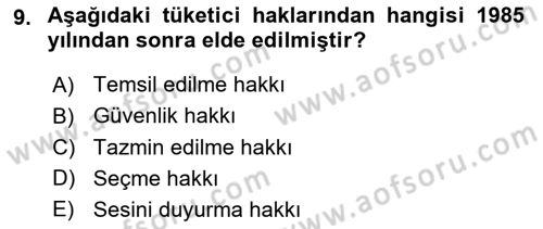 Aile Ekonomisi Dersi 2020 - 2021 Yılı Yaz Okulu Sınav Soruları 9. Soru