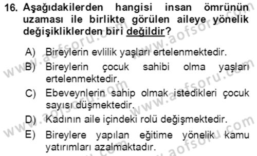 Aile Ekonomisi Dersi Ara Sınavı Deneme Sınav Soruları 16. Soru