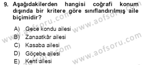 Aile Ekonomisi Dersi 2021 - 2022 Yılı (Vize) Ara Sınav Soruları 9. Soru
