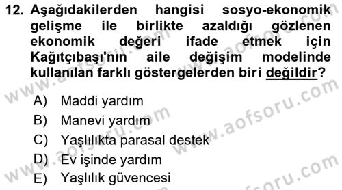Aile Ekonomisi Dersi 2021 - 2022 Yılı (Final) Dönem Sonu Sınav Soruları 12. Soru