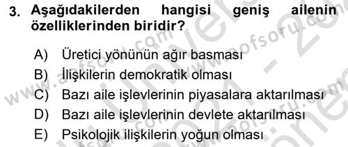 Aile Ekonomisi Dersi 2021 - 2022 Yılı (Final) Dönem Sonu Sınav Soruları 3. Soru