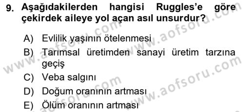 Aile Ekonomisi Dersi 2021 - 2022 Yılı Yaz Okulu Sınav Soruları 9. Soru