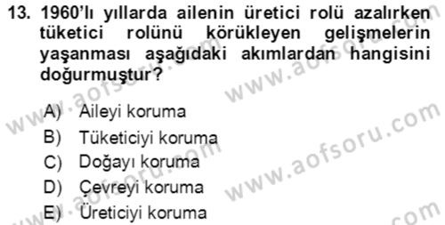 Aile Ekonomisi Dersi Ara Sınavı Deneme Sınav Soruları 13. Soru