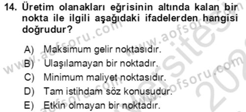 Aile Ekonomisi Dersi 2022 - 2023 Yılı (Vize) Ara Sınav Soruları 14. Soru