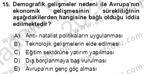 Aile Ekonomisi Dersi 2022 - 2023 Yılı (Vize) Ara Sınav Soruları 15. Soru