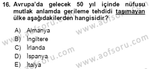 Aile Ekonomisi Dersi Ara Sınavı Deneme Sınav Soruları 16. Soru