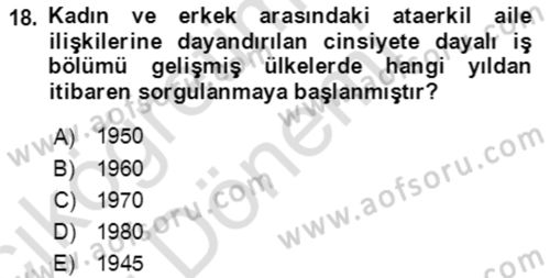 Aile Ekonomisi Dersi 2022 - 2023 Yılı (Vize) Ara Sınav Soruları 18. Soru