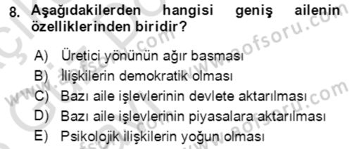 Aile Ekonomisi Dersi Ara Sınavı Deneme Sınav Soruları 8. Soru