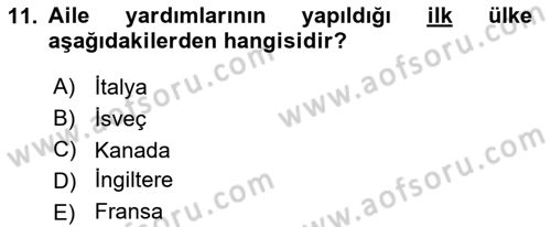 Aile Ekonomisi Dersi 2022 - 2023 Yılı (Final) Dönem Sonu Sınav Soruları 11. Soru
