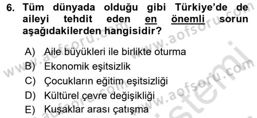 Aile Ekonomisi Dersi 2022 - 2023 Yılı (Final) Dönem Sonu Sınav Soruları 6. Soru