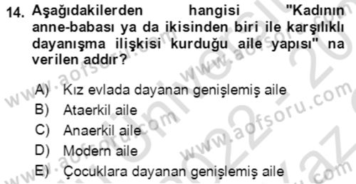 Aile Ekonomisi Dersi 2022 - 2023 Yılı Yaz Okulu Sınav Soruları 14. Soru