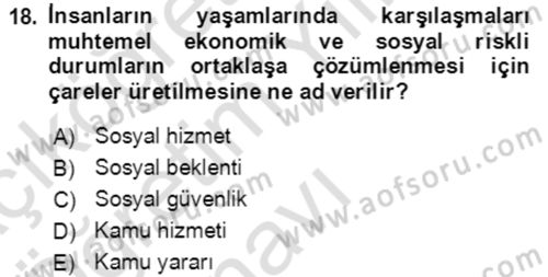 Aile Ekonomisi Dersi 2022 - 2023 Yılı Yaz Okulu Sınav Soruları 18. Soru