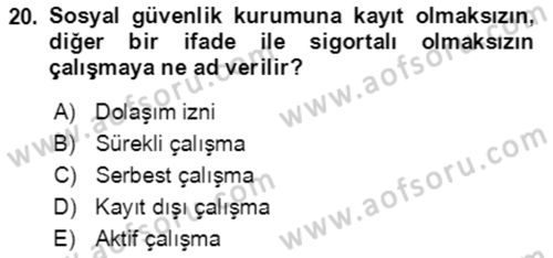 Aile Ekonomisi Dersi 2022 - 2023 Yılı Yaz Okulu Sınav Soruları 20. Soru