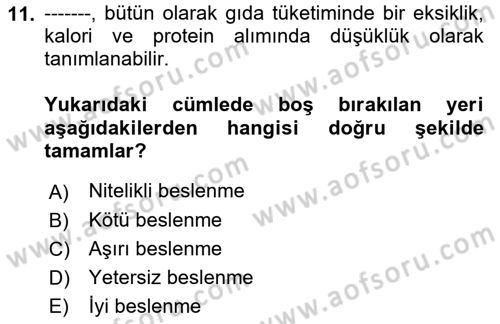 Aile Ekonomisi Dersi 2023 - 2024 Yılı (Vize) Ara Sınav Soruları 11. Soru