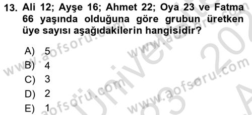Aile Ekonomisi Dersi 2023 - 2024 Yılı (Vize) Ara Sınav Soruları 13. Soru