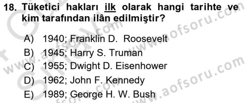 Aile Ekonomisi Dersi Ara Sınavı Deneme Sınav Soruları 18. Soru
