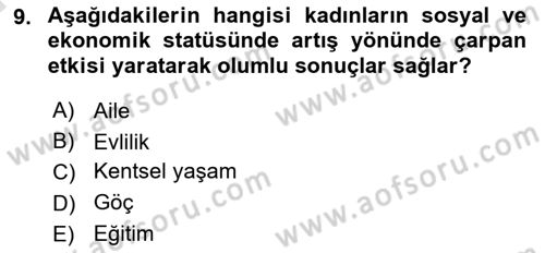 Aile Ekonomisi Dersi Ara Sınavı Deneme Sınav Soruları 9. Soru