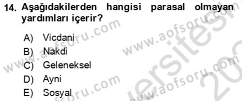 Aile Ekonomisi Dersi 2023 - 2024 Yılı Yaz Okulu Sınav Soruları 14. Soru