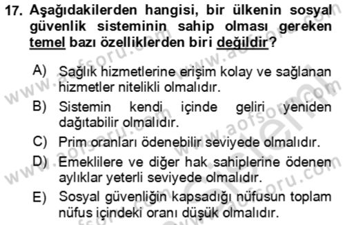 Aile Ekonomisi Dersi 2023 - 2024 Yılı Yaz Okulu Sınav Soruları 17. Soru