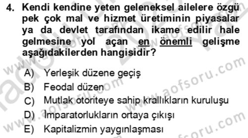 Aile Ekonomisi Dersi 2023 - 2024 Yılı Yaz Okulu Sınav Soruları 4. Soru