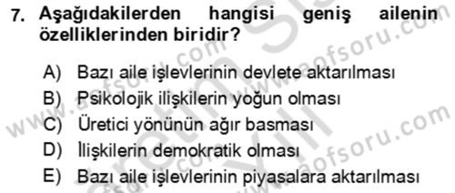 Aile Ekonomisi Dersi 2023 - 2024 Yılı Yaz Okulu Sınav Soruları 7. Soru