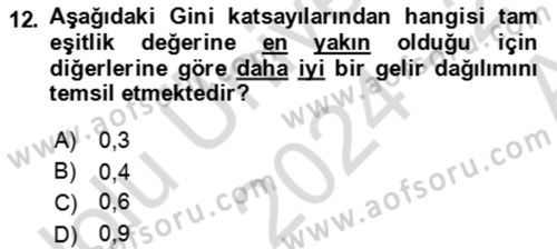 Aile Ekonomisi Dersi 2024 - 2025 Yılı (Vize) Ara Sınav Soruları 12. Soru
