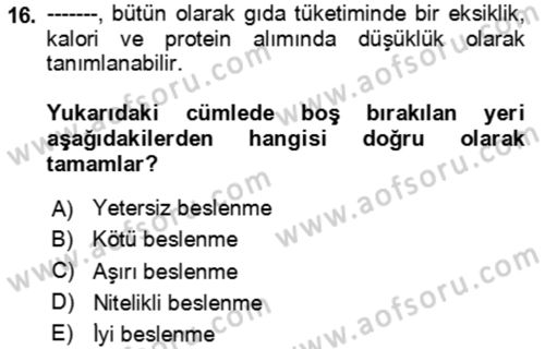 Aile Ekonomisi Dersi Ara Sınavı Deneme Sınav Soruları 16. Soru