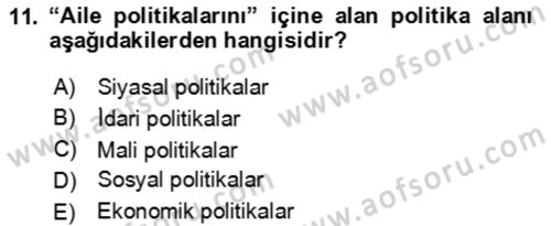 Aile Ekonomisi Dersi 2024 - 2025 Yılı (Final) Dönem Sonu Sınav Soruları 11. Soru