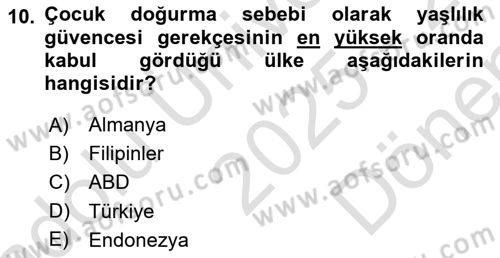 Aile Ekonomisi Dersi 2025 - 2026 Yılı (Final) Dönem Sonu Sınav Soruları 10. Soru