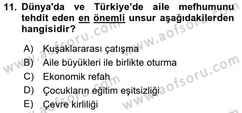 Aile Ekonomisi Dersi 2025 - 2026 Yılı (Final) Dönem Sonu Sınav Soruları 11. Soru
