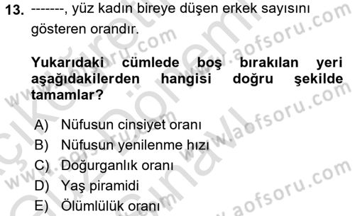 Aile Ekonomisi Dersi 2025 - 2026 Yılı (Final) Dönem Sonu Sınav Soruları 13. Soru
