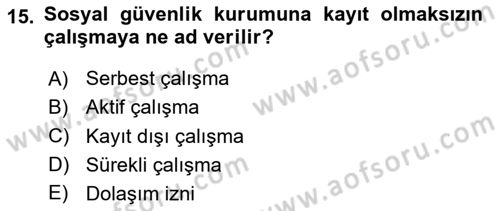 Aile Ekonomisi Dersi 2025 - 2026 Yılı (Final) Dönem Sonu Sınav Soruları 15. Soru