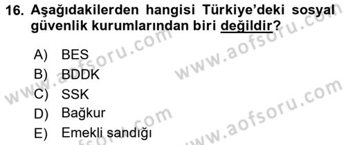 Aile Ekonomisi Dersi 2025 - 2026 Yılı (Final) Dönem Sonu Sınav Soruları 16. Soru