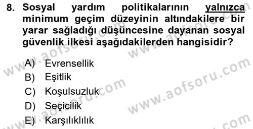 Aile Ekonomisi Dersi 2025 - 2026 Yılı (Final) Dönem Sonu Sınav Soruları 8. Soru