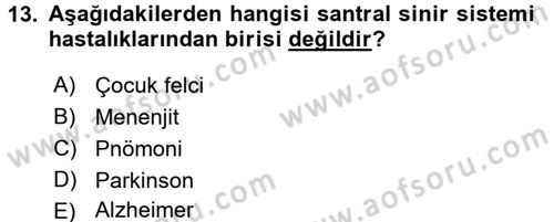 Aile Sağlığı Dersi 2015 - 2016 Yılı Tek Ders Sınavı 13. Soru