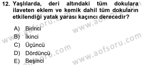 Aile Sağlığı Dersi 2017 - 2018 Yılı (Final) Dönem Sonu Sınav Soruları 12. Soru