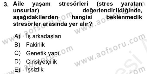 Aile Sağlığı Dersi 2017 - 2018 Yılı (Final) Dönem Sonu Sınav Soruları 3. Soru