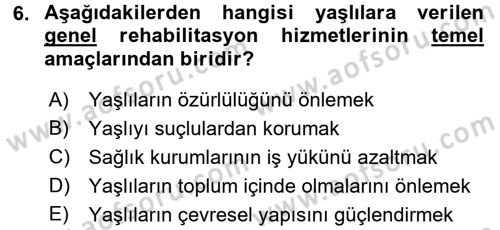 Aile Sağlığı Dersi 2017 - 2018 Yılı (Final) Dönem Sonu Sınav Soruları 6. Soru