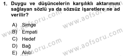 Aile Sağlığı Dersi 2018 - 2019 Yılı (Vize) Ara Sınav Soruları 1. Soru