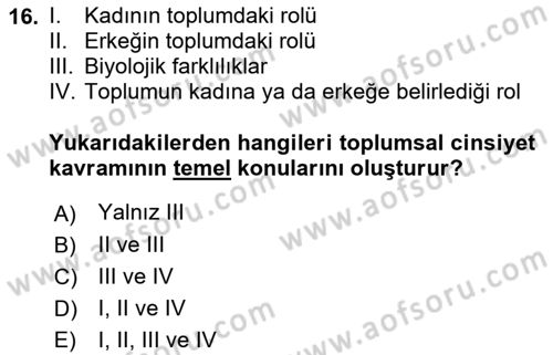 Aile Sağlığı Dersi 2018 - 2019 Yılı (Vize) Ara Sınav Soruları 16. Soru