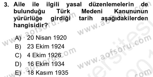 Aile Sağlığı Dersi 2018 - 2019 Yılı (Vize) Ara Sınav Soruları 3. Soru