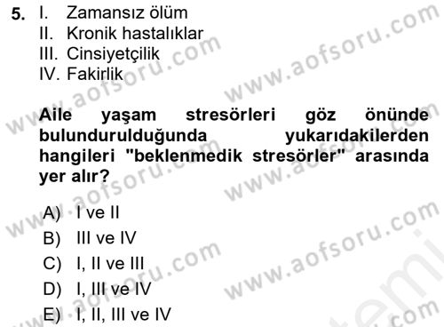 Aile Sağlığı Dersi 2018 - 2019 Yılı (Vize) Ara Sınav Soruları 5. Soru