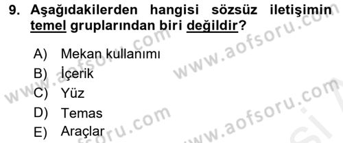 Aile Sağlığı Dersi 2018 - 2019 Yılı (Vize) Ara Sınav Soruları 9. Soru