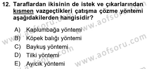 Aile Sağlığı Dersi 2023 - 2024 Yılı Yaz Okulu Sınavı 12. Soru