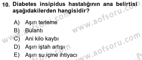 Aile Sağlığı Dersi 2024 - 2025 Yılı (Final) Dönem Sonu Sınav Soruları 10. Soru