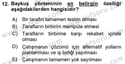 Aile Sağlığı Dersi 2024 - 2025 Yılı (Final) Dönem Sonu Sınav Soruları 12. Soru