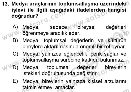 Aile Sağlığı Dersi 2024 - 2025 Yılı (Final) Dönem Sonu Sınav Soruları 13. Soru