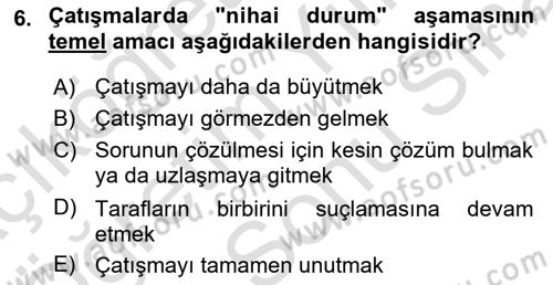 Aile Sağlığı Dersi 2024 - 2025 Yılı (Final) Dönem Sonu Sınav Soruları 6. Soru