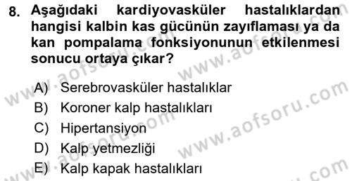 Aile Sağlığı Dersi 2024 - 2025 Yılı (Final) Dönem Sonu Sınav Soruları 8. Soru