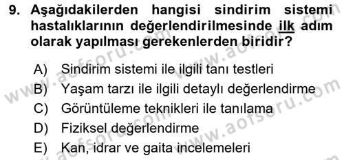 Aile Sağlığı Dersi 2024 - 2025 Yılı (Final) Dönem Sonu Sınav Soruları 9. Soru